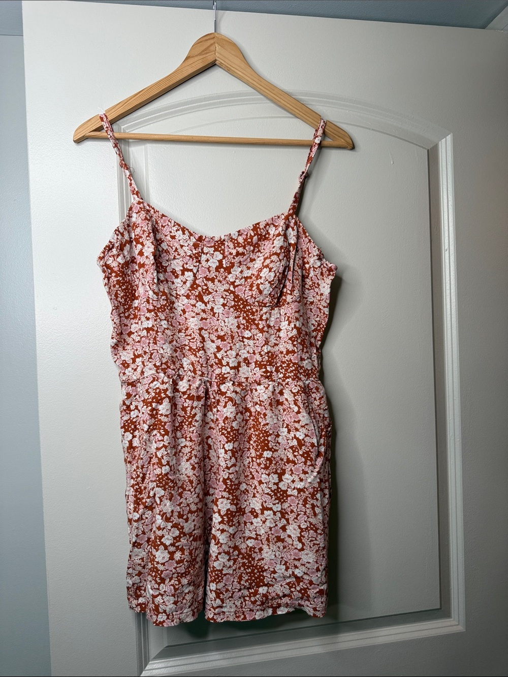 Lily Rose Floral Smocked Romper | XXL | Adjustable Straps | Pockets